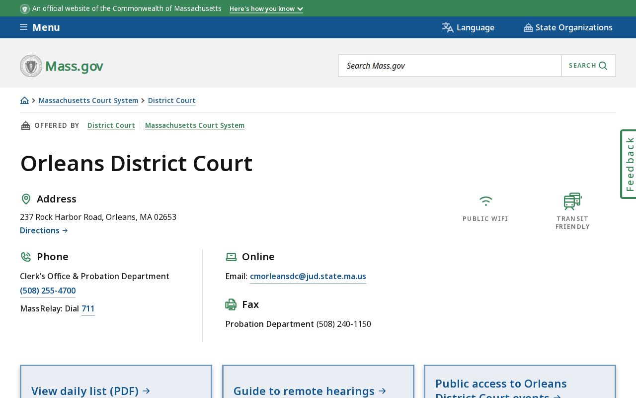 Barnstable County bench warrant search at Orleans District Court, which serves the Lower and Outer Cape