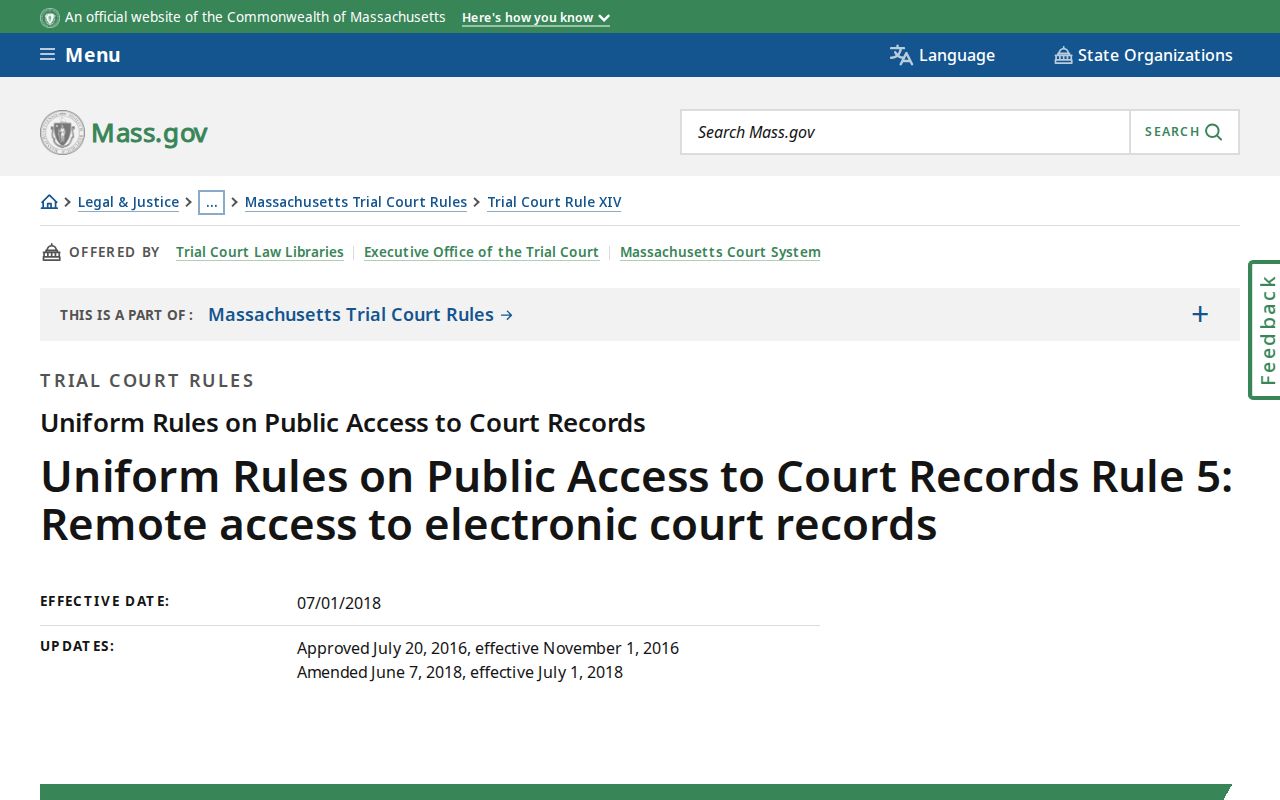 Barnstable County warrant records remote access rule showing the case-number limit on criminal searches