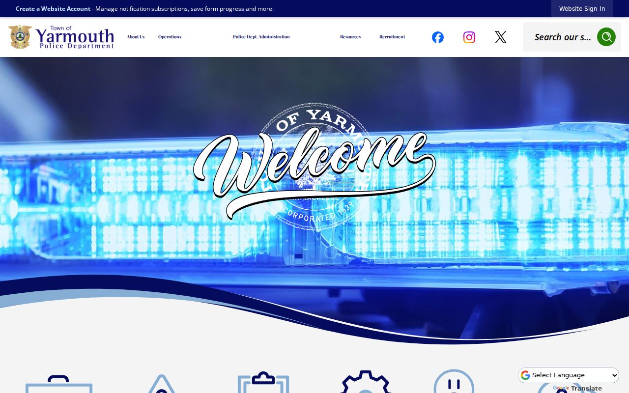 Yarmouth warrant records and the Yarmouth Police Department contact page used for local police report requests